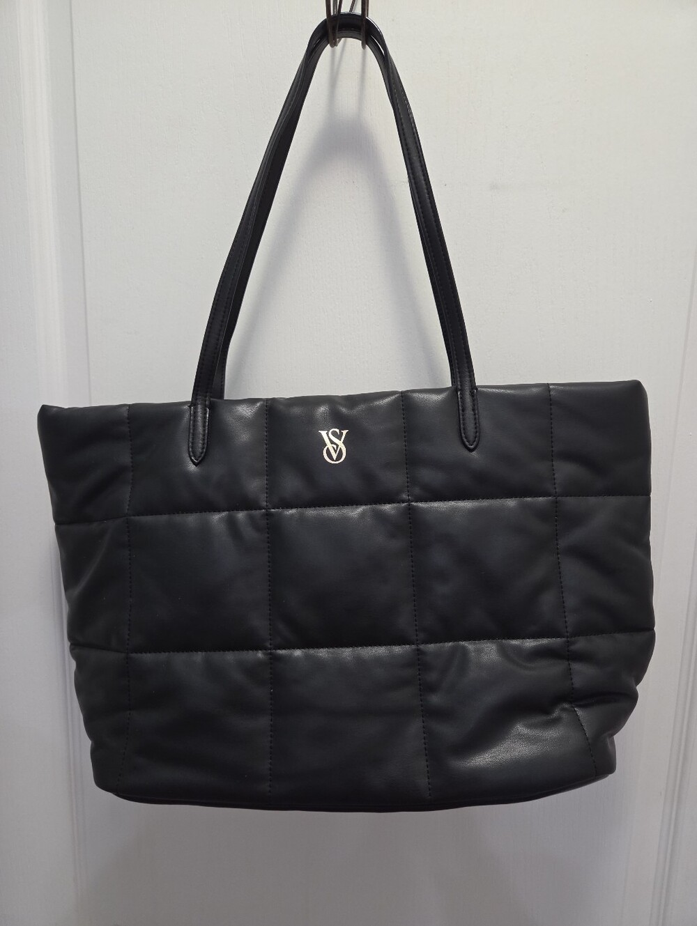 Victoria Secret Black Quilted Puffy Tote Bag